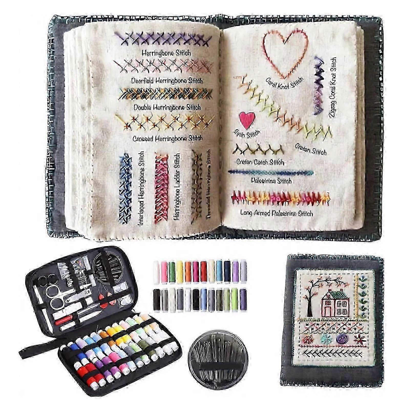 2026 Embroidery Stitch Book Kit with Tools & Tutorial for Beginners
