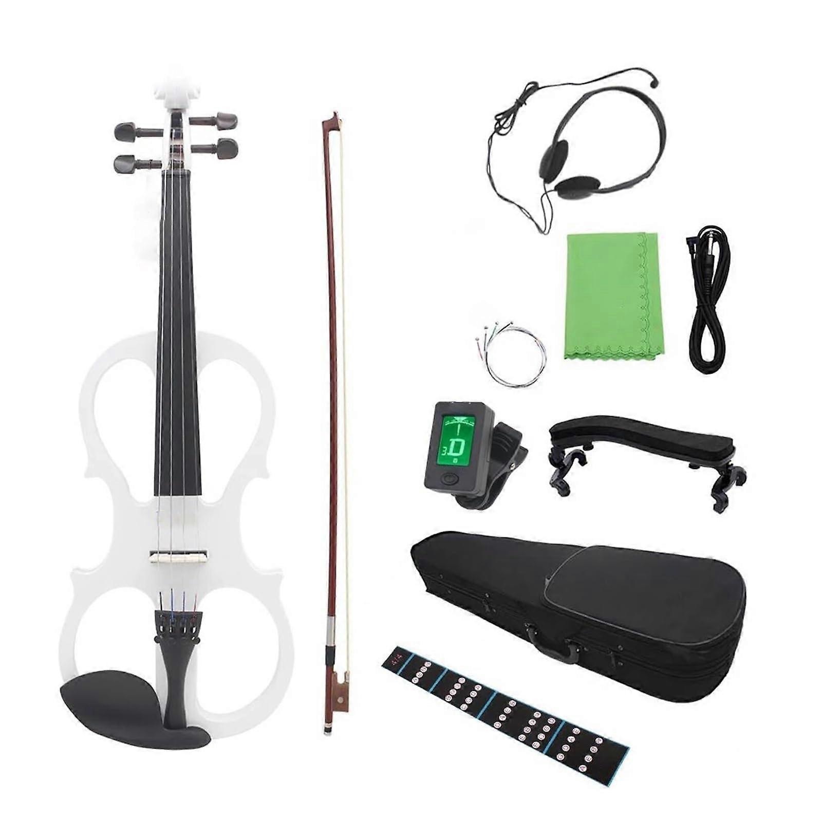 4/4 Electric Violin for Beginners with Bow Case Shoulder Rest and Accessories