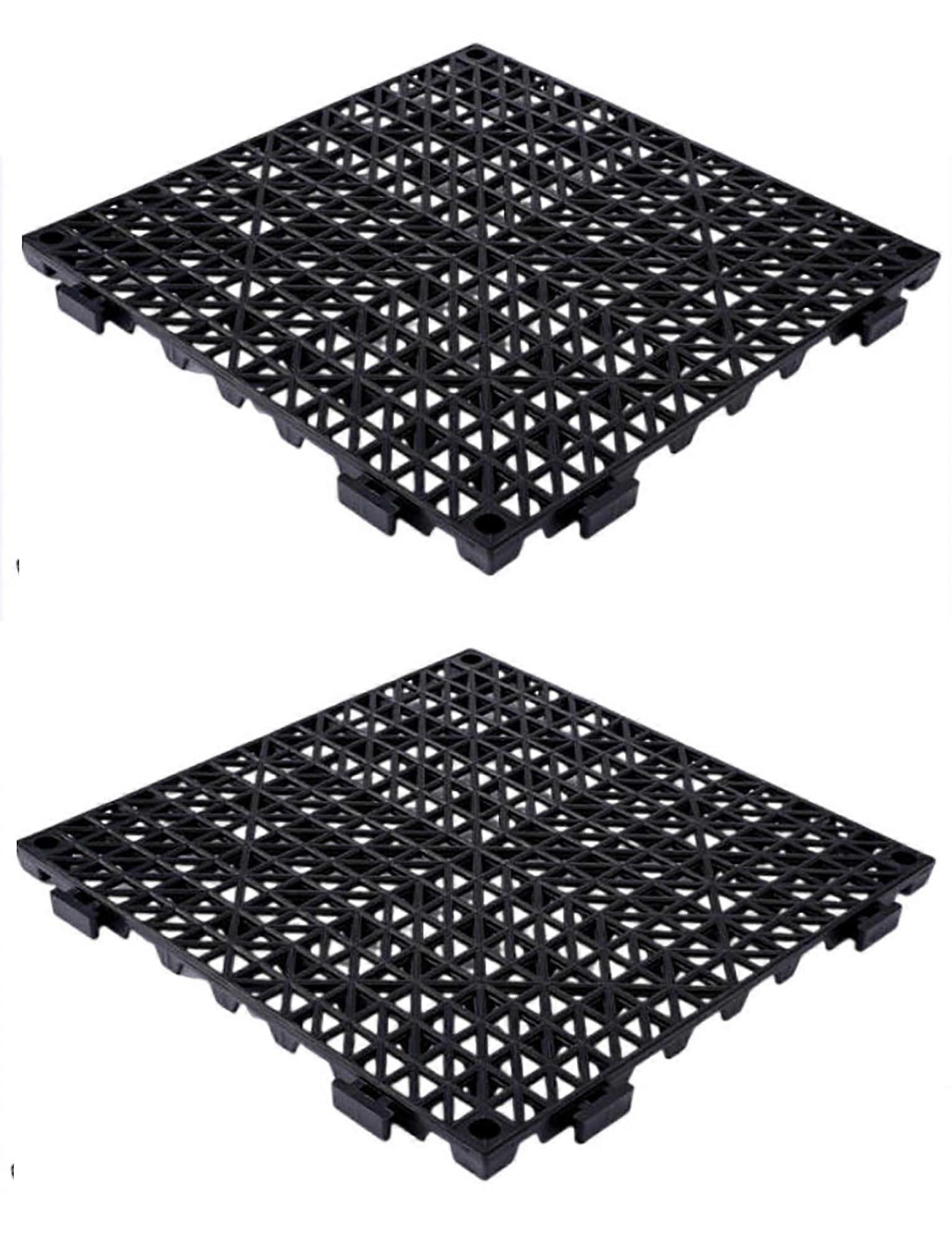 Interlocking Floor Mats NonSlip PVC Quick Snap Drainage for Bathroom Kitchen Outdoor Black 2Pack