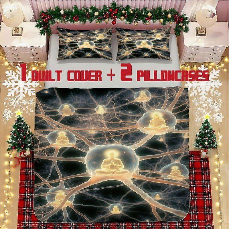 Zen Neural Network Soft Printed Bedding Set Polyester Fabric Decorative & Warm