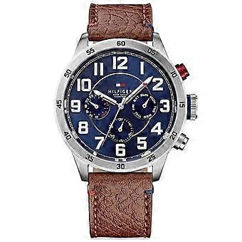 Tommy Hilfiger 1791066 Mens Watch Leather Brown Strap With Blue Dial