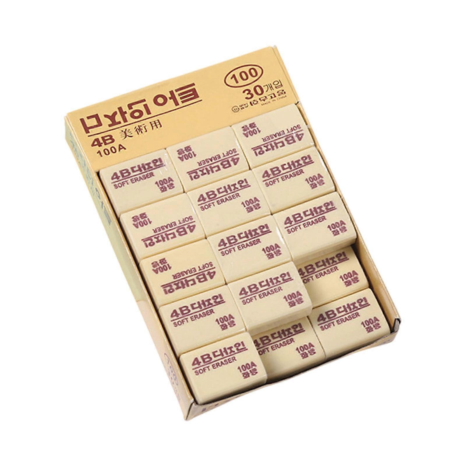 High-Quality 4B Erasers for Drawing - Soft, Paper-Friendly, Efficient Erasing Performance - 30 Pack