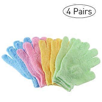 Exfoliating Bath Gloves Nylon Shower Gloves for Body Cleaning 4Pairs
