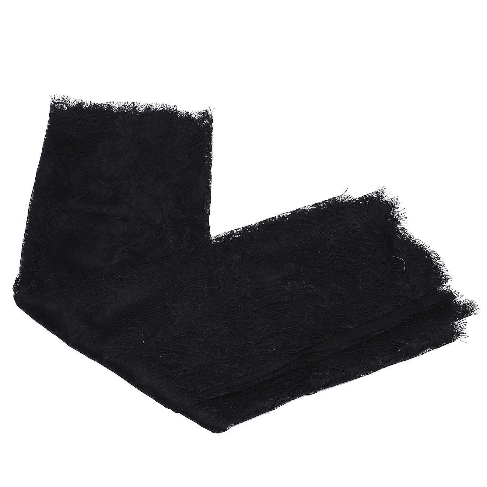 Practical Black Tablecloth for Home Use with Lace Pattern 3Pcs Set