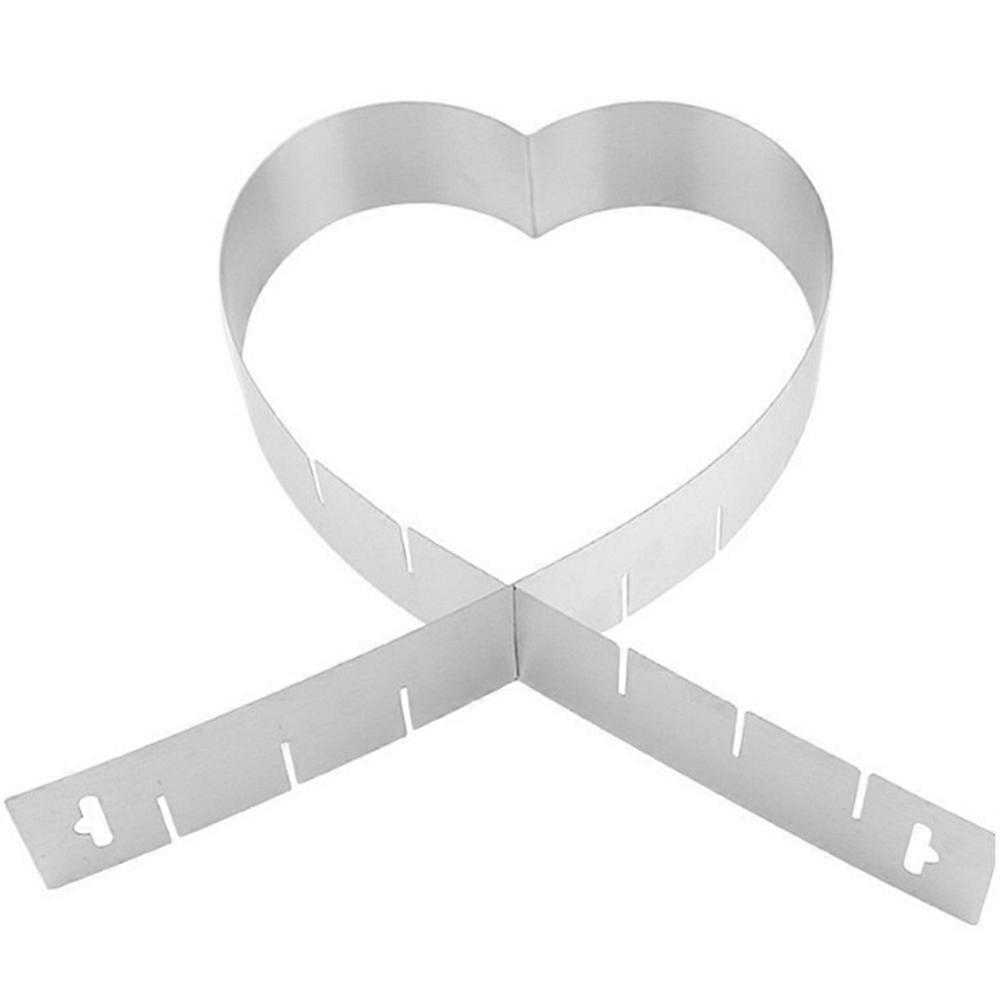 Silver Heart-Shaped Cake Mold Adjustable Ring for Baking Tool