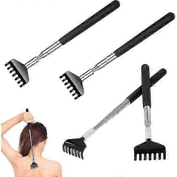 4-Piece Back Scraper, Portable Extendable Stainless Steel Back Scratching Tool