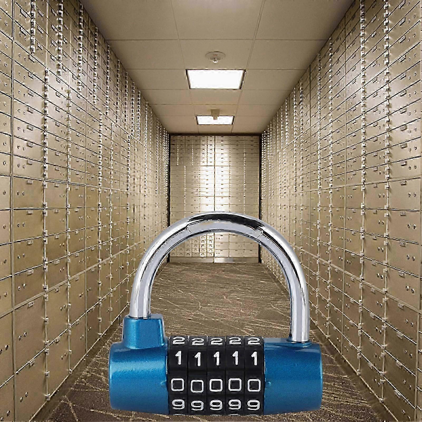 5 Digit Code Lock Padlock U shaped Suitcase Door Combination Lock Blue