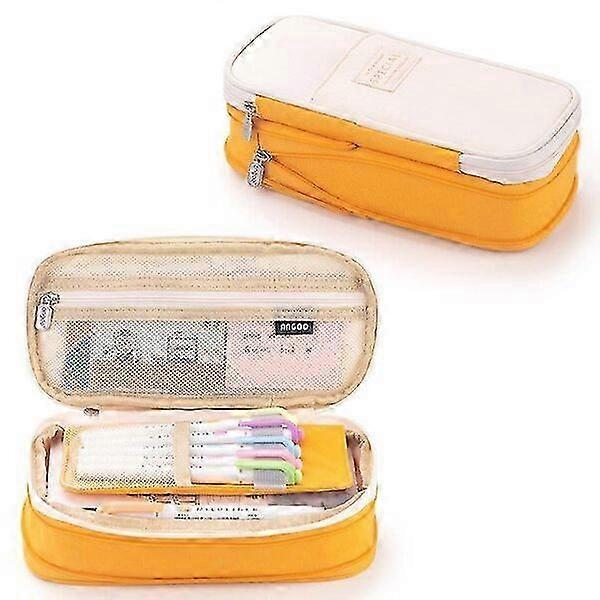 Pencil case V4, cream yellow, 100% polyester material
