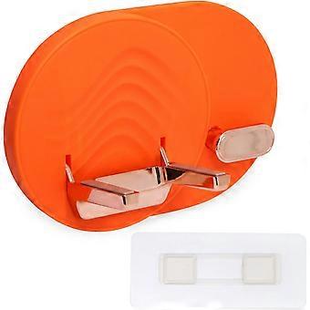 Hair Dryer Holder, Adhesive Hair Dryer Holder Wall Mounted Hair Dryer Storage Box for Bathroom, Bedroom (Orange)