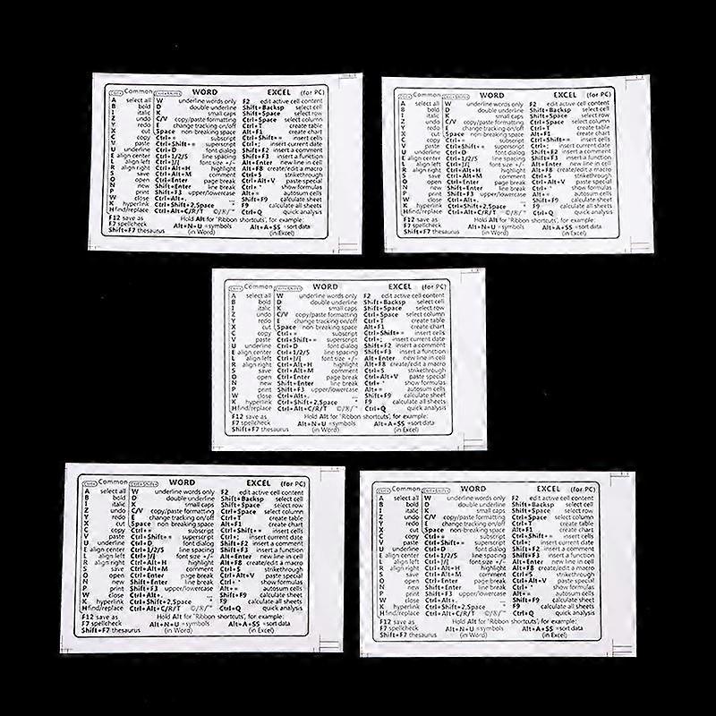 5Pcs Windows/Word Reference Keyboard Computer Shortcut Sticker Adhesive Removable Stickers For Quick Reference Keyboard Guide
