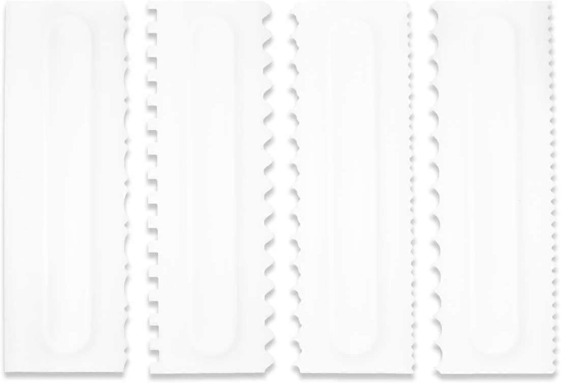 Cake Serrated Plastic Scraper Tool Kitchen Baking Cream Scraper - 4 Pack