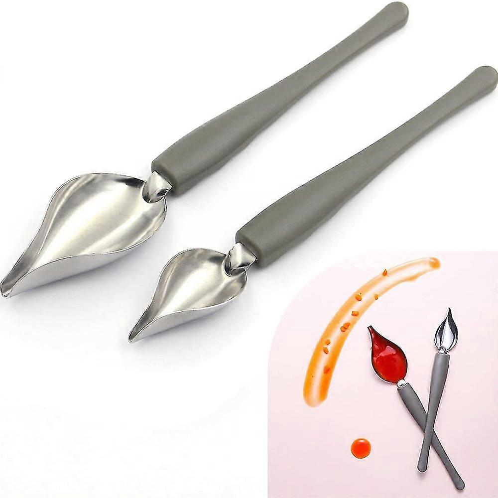 2pcs Drawing Decorating Spoon For Diy Plates Cake Coffee Decor Kitchen Tool