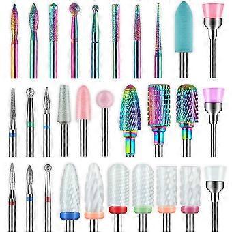 Conjunto de 30 Brocas para Unhas: Brocas de cerâmica de carboneto de 2,4 mm (3/32") para cutículas.