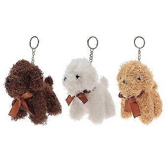 Plush Keychains Pet Keychain Eye-Catching Fun Design Plush Material 12.5x11cm Decoration for Key Bag Cellphone 3Pcs
