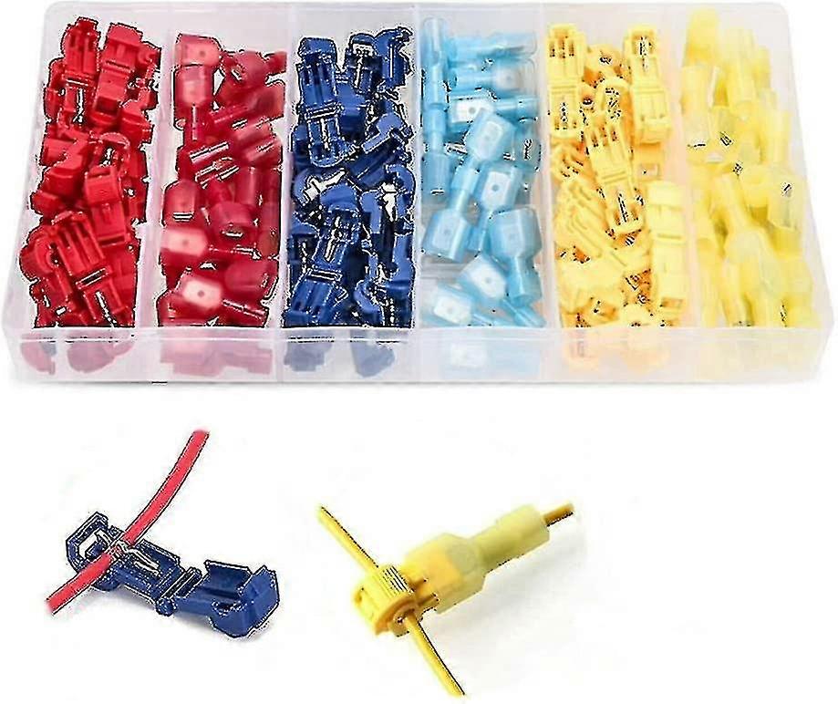 120 Pack Quick Release Electrical Self Insulating T-tap Cable Connectors With Storage Case