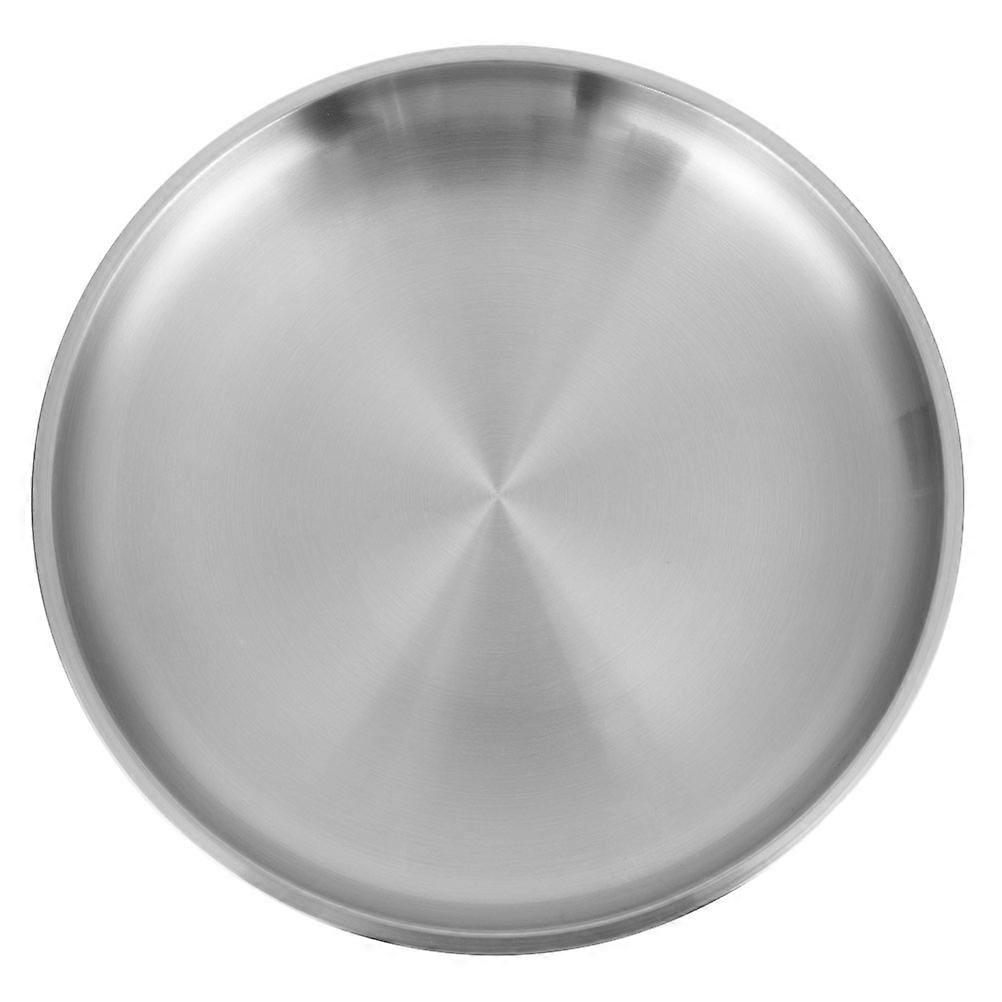 Plateau de café rond en acier inoxydable avec grille pour le service des aliments (1 pièce)