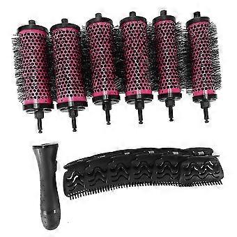 6pcs/set 3 Sizes Detachable Handle Hair Roller Brush with Positioning Clips Aluminum Ceramic Barrel