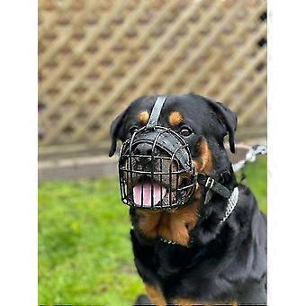 STRONG Wire Metal muzzle Basket Dog Muzzle Rottweiler,Mastiff Golden Retriever & other (R1, Black/Bl