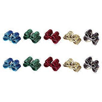 Dog Hair Ties Pet Headdress Bowknot Hair Accessories for Use 10Pcs Mixed Colors