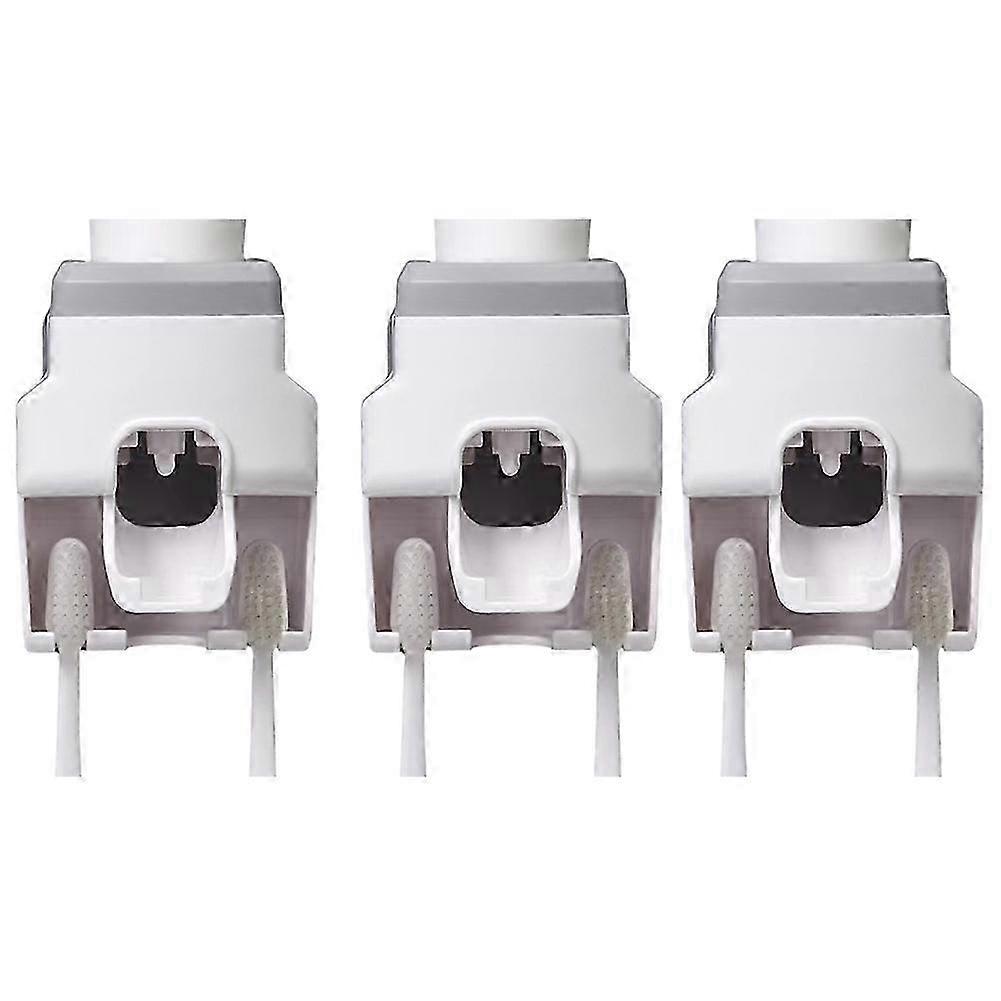Automatic Toothpaste Squeezer Wall Mounted Punch-Free Toothbrush Storage Rack Toothbrush Holder Squeezer Gray