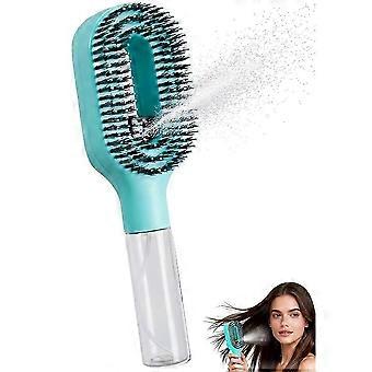 Hair Brush with Water Spray Mister - 2-in-1 Detangling Brush with Built-in Fine Mist, Portable Wet & Dry Styling Tool