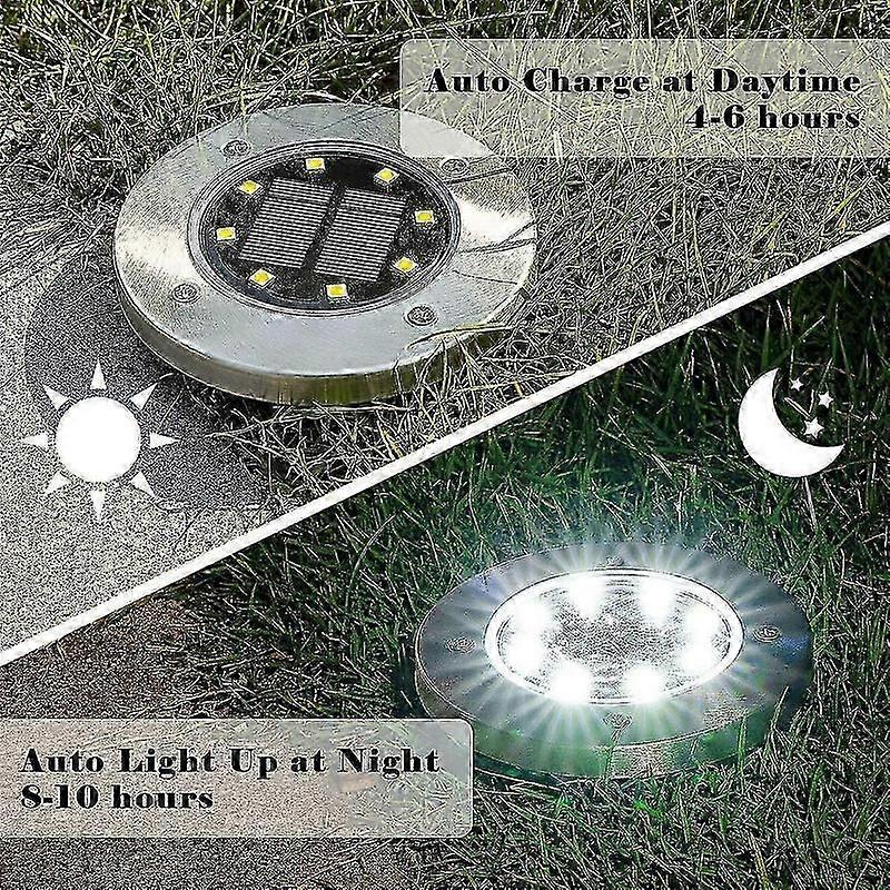 Outdoor Solar Lights 4 Pack 8 LED Disk