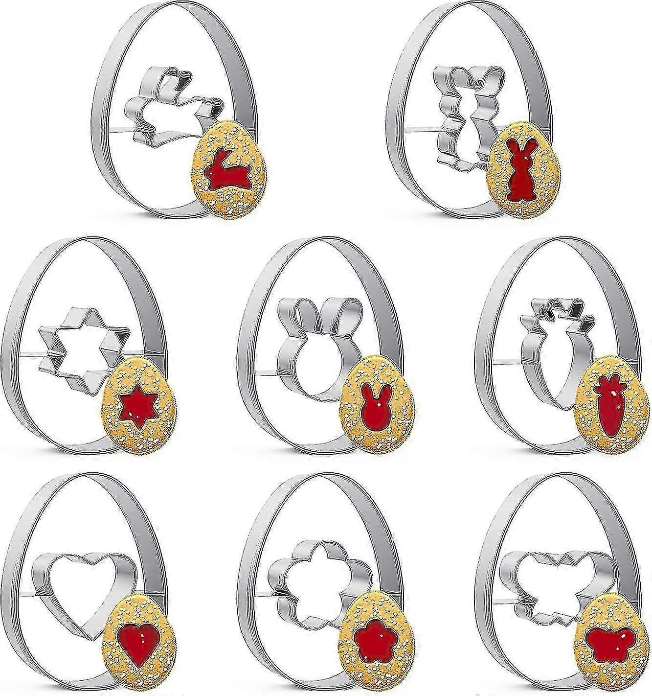 8pcs Mini Linzer Stainless Steel Easter Cookie Cutters for Baking Biscuits