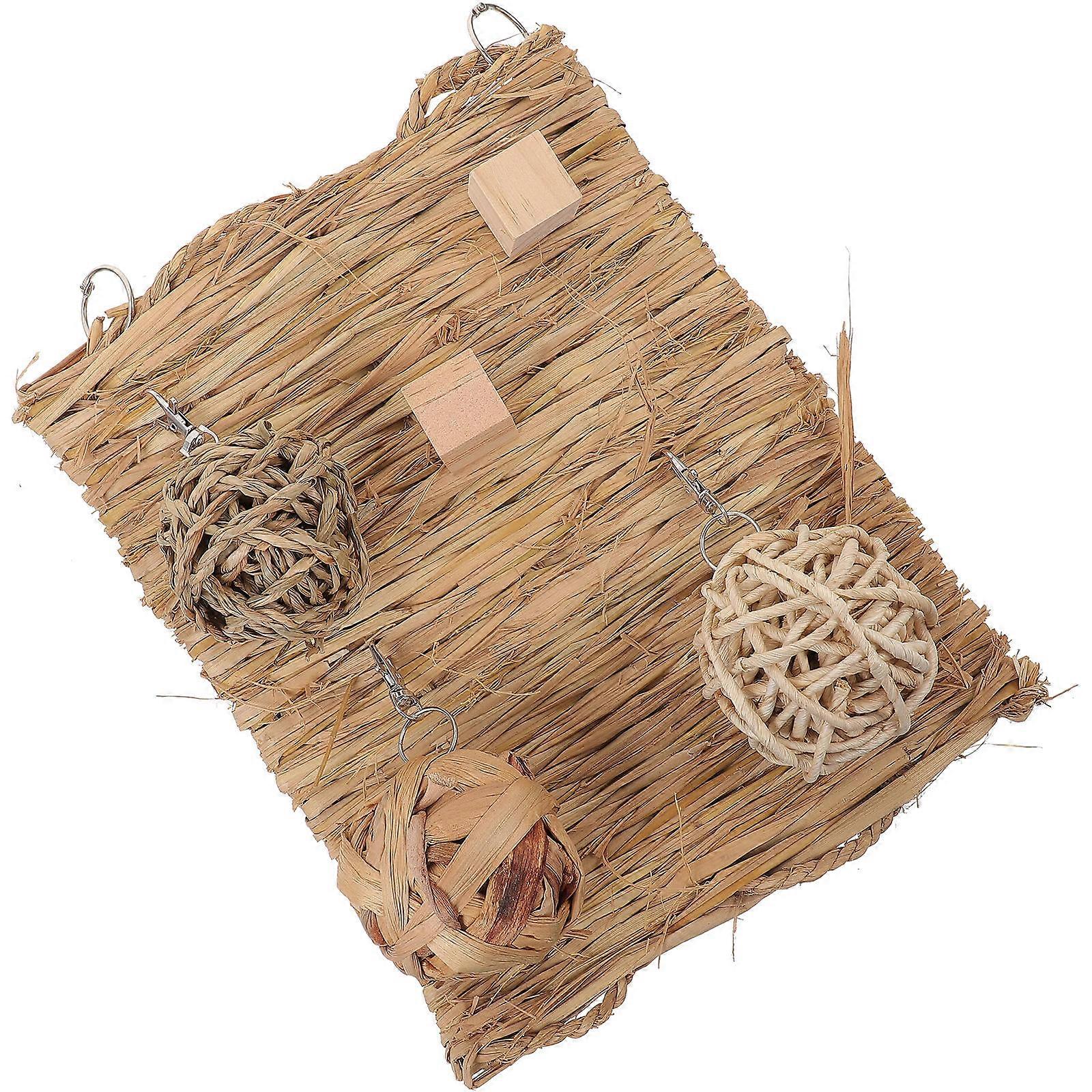 Rabbit Straw Mat Protective Bed for Small Pets Resting 1Set