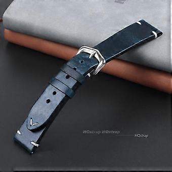 Öl- und Wachsverfärbung, Rindsleder-Uhrenarmband im Retro-Stil, Echtlederarmband, 18, 19, 20, 21, 22, 24 mm, hochwertiges Universalarmband
