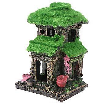 Aquarium Habitat Ancient Style Moss Pavilion for Decoration