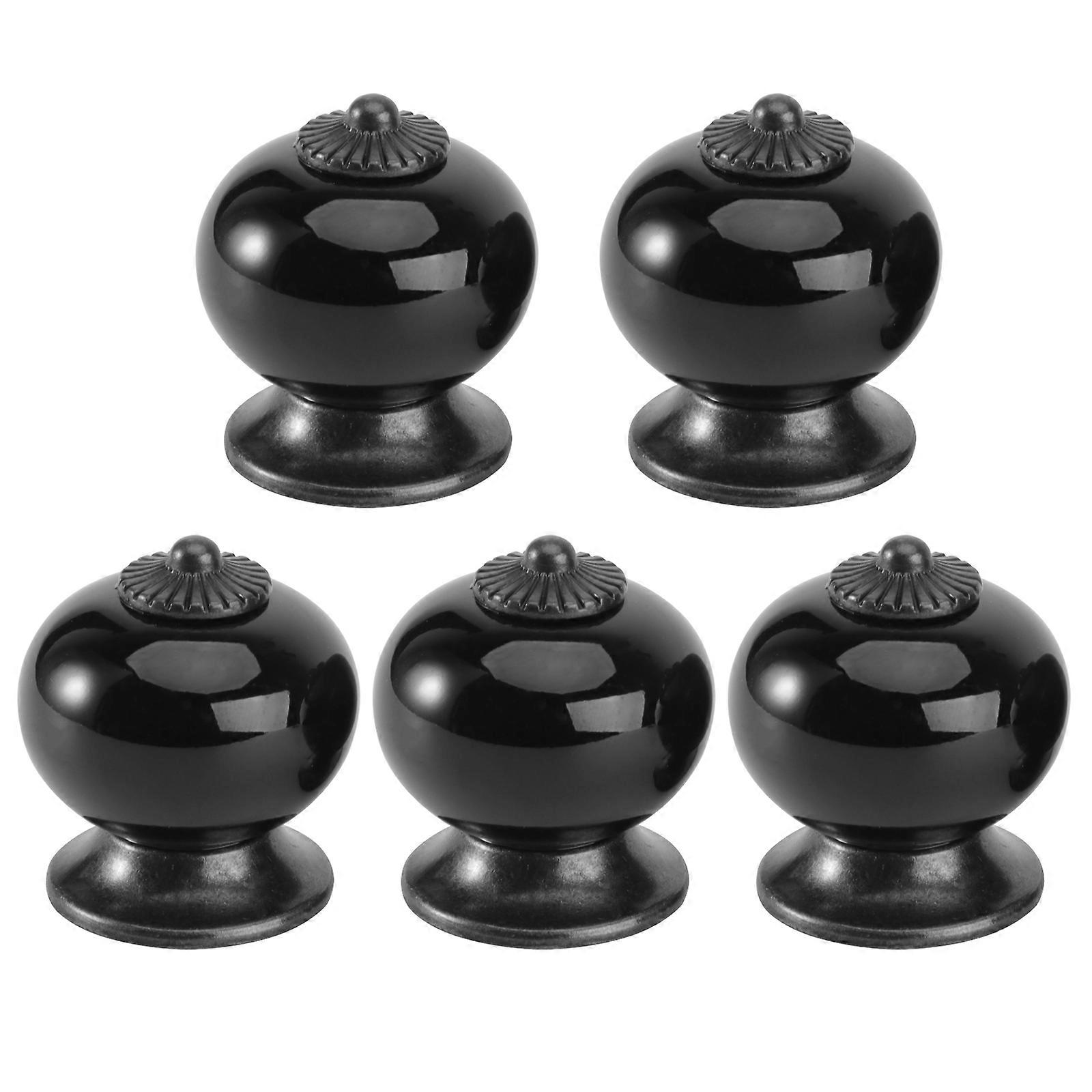 Round Door Knobs Ceramic Pull Handle for Kitchen Cabinet 5Pcs Pack