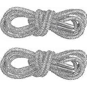 1Pairs Rhinestone Glitter Rope, Crystal Bling Bling Shiny Round Shoe Laces for Sneakers, Drawstring Cords Replacement (White) premium