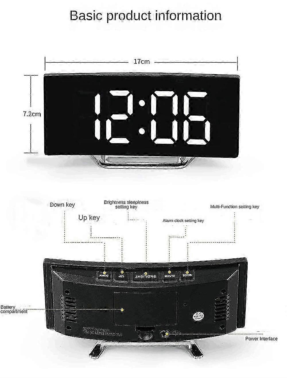 Digital Mirror Clock With Temp & Date