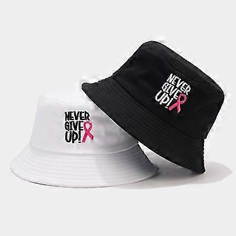 New NEVER GIVE UP letter embroidered bucket hat summer outdoor outing shading basin hat