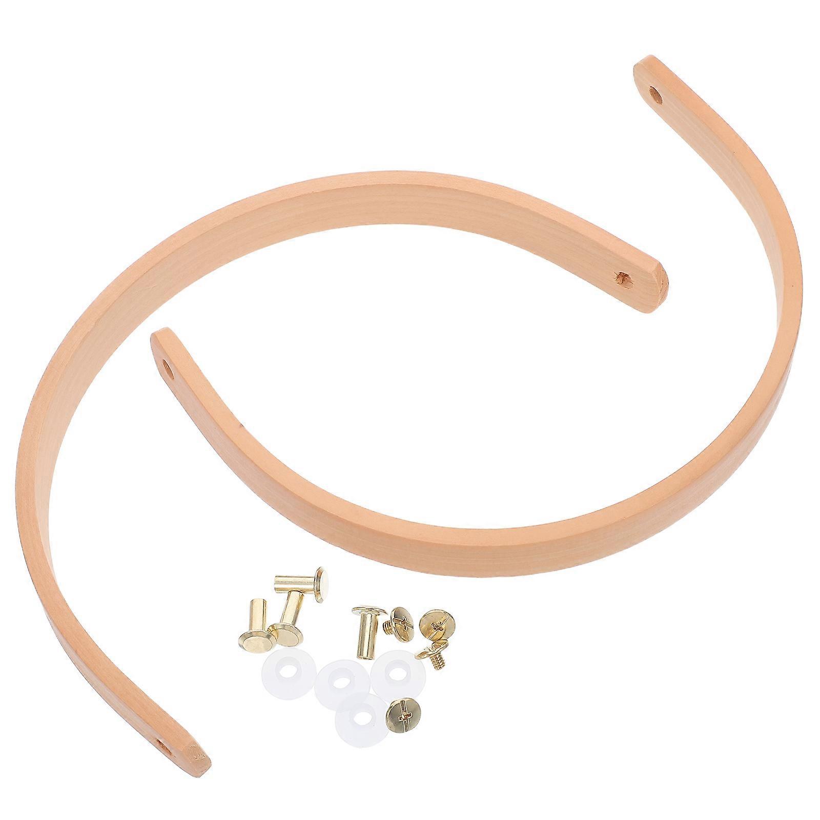 Solid Wood Handle U-Shaped Replacement for Ice Buckets 2Pcs Comfortable Grip