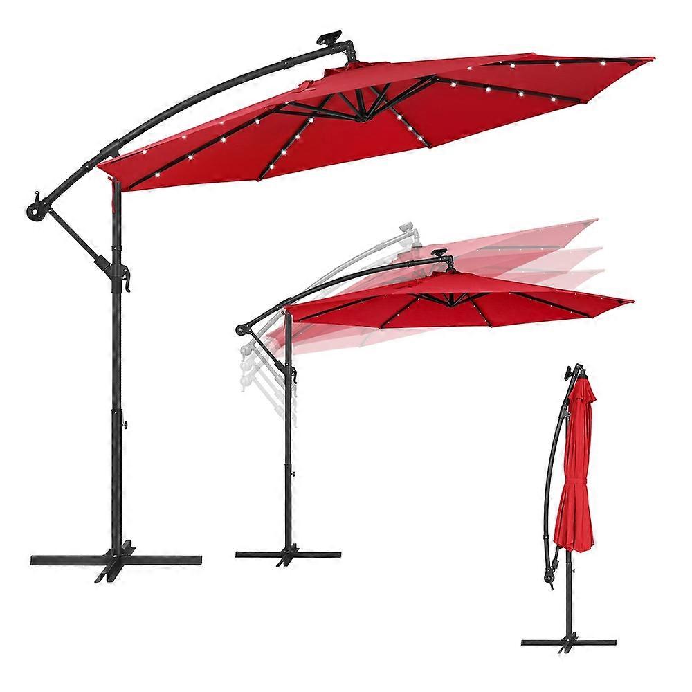 Outdoor Offset Umbrella with Base 9 ft