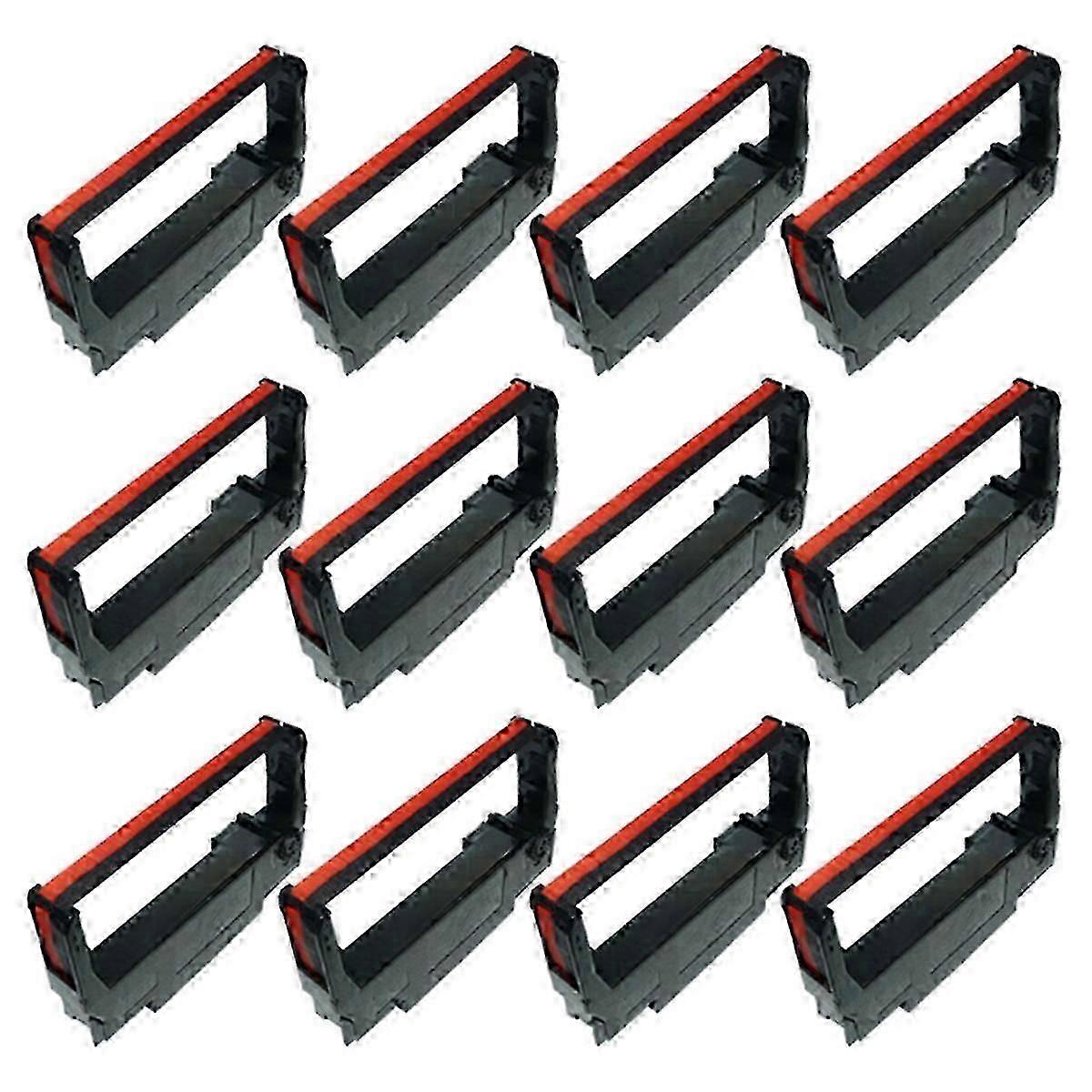 12 Pack Black & Red Printer Ribbons Compatible with Selected Printer Series