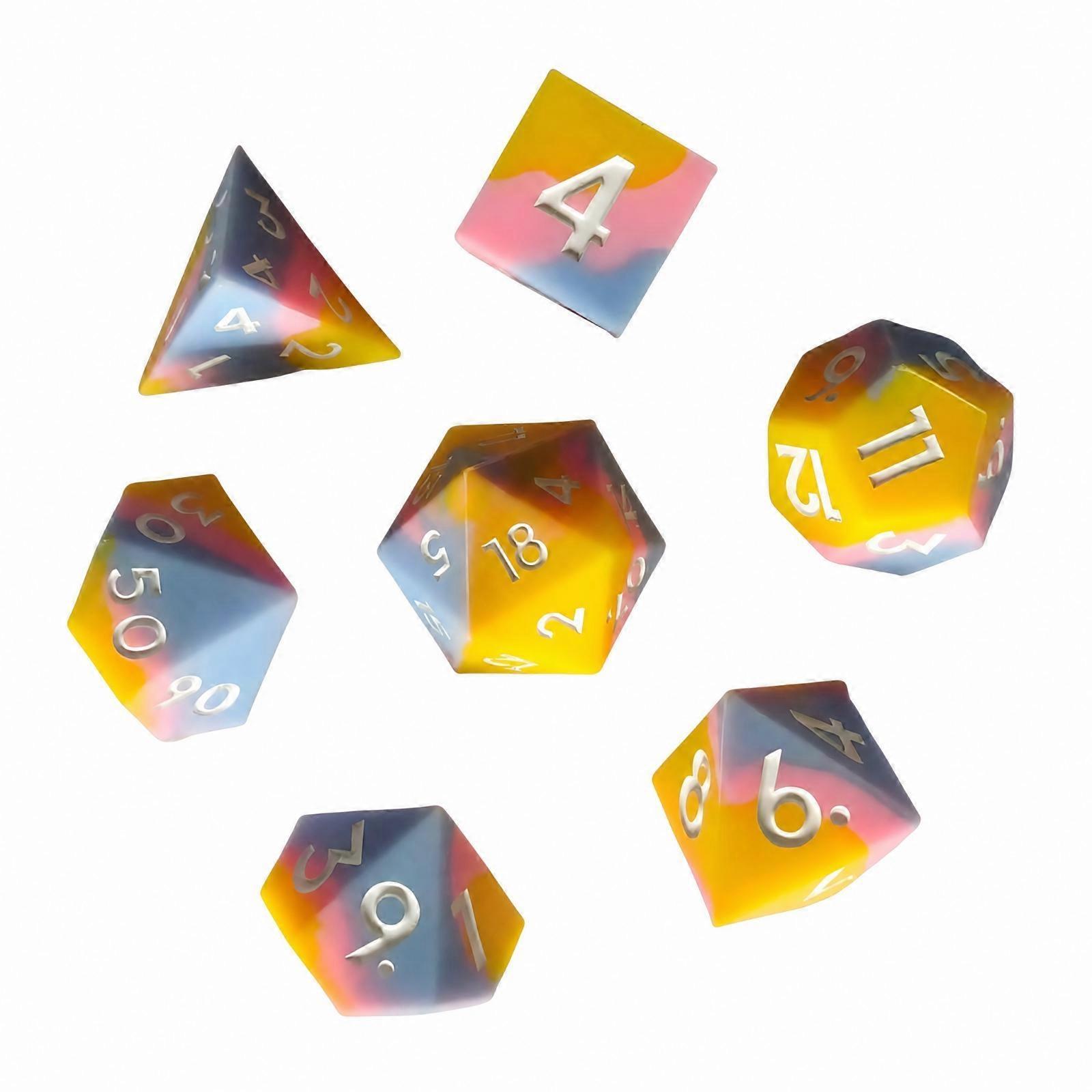 7 Pieces Silicone Polyhedral Dice Set | Numbered, Tabletop RPG Dice Set with