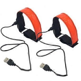 Illuminated USB Rechargeable Bracelets, 2pcs with Lighted Wrist Strap