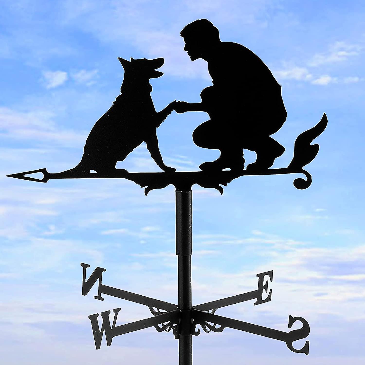 Weather Vane With Wind Direction Indicator,carved Stainless Steel Black Metal