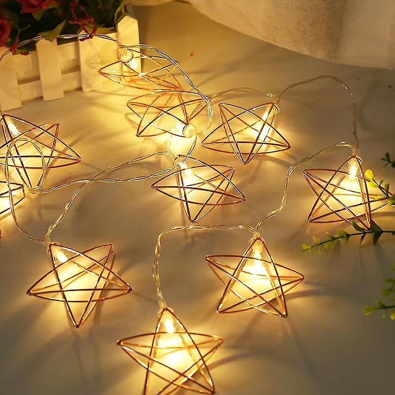 Battery Operated Fairy Lights For Christmas Tree Decoration, 1.5m Warm White Led String Lights With 10 Star Shades Indoor1setwhite
