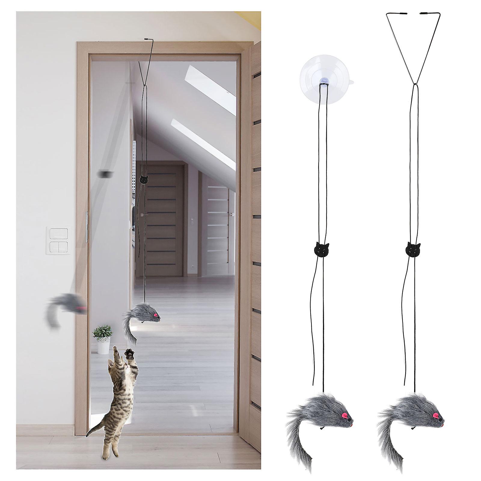 Pet Cat Toys Sucker Plush Mouse Hook Up Adsorbable Self-entertain Interactive