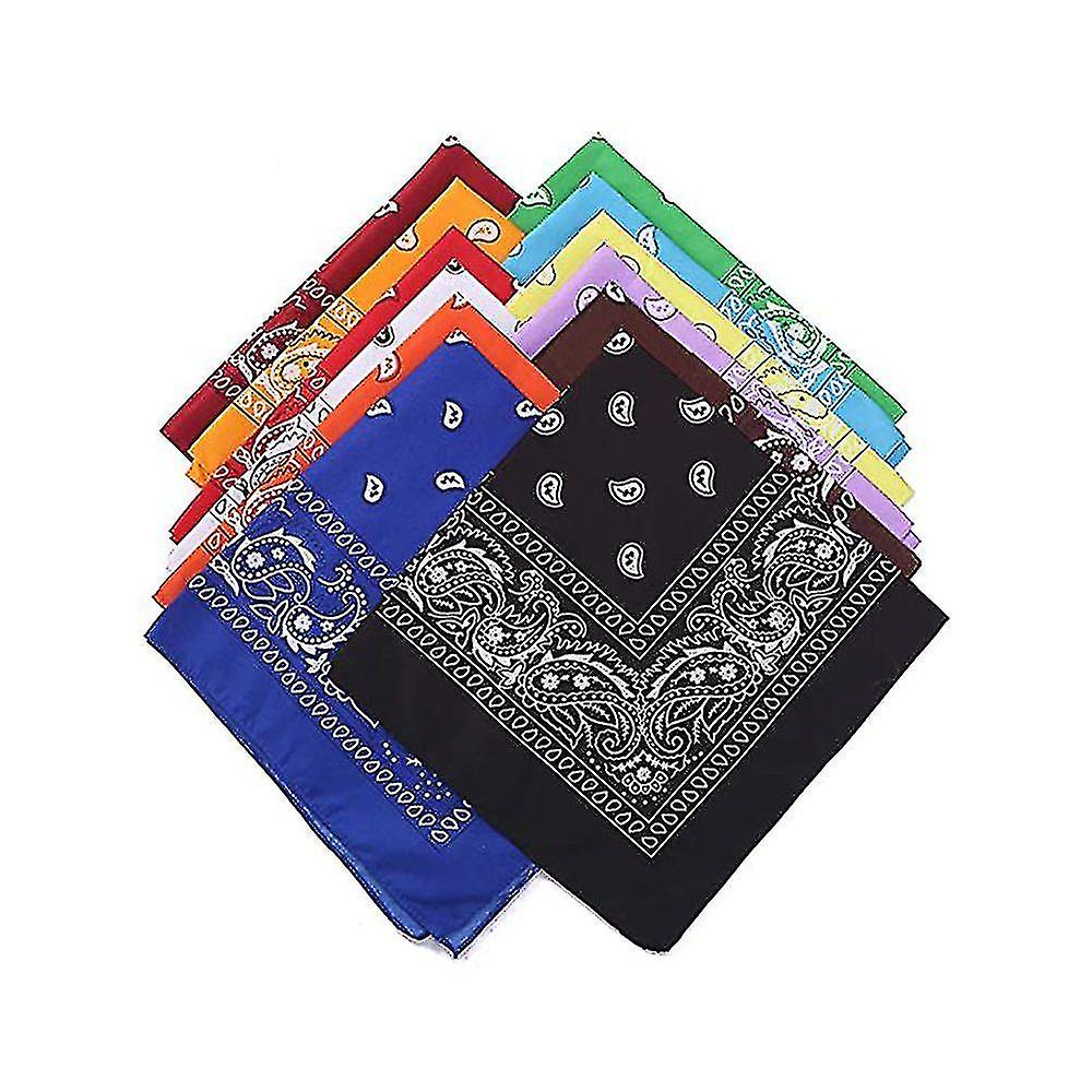 12 יחידות מטפחת ראש בנדנה, מטפחת ראש Neckerchief סרט ראש אופניים רב תכליתי כיכר כיס נקרצ'יף לגברים נשים