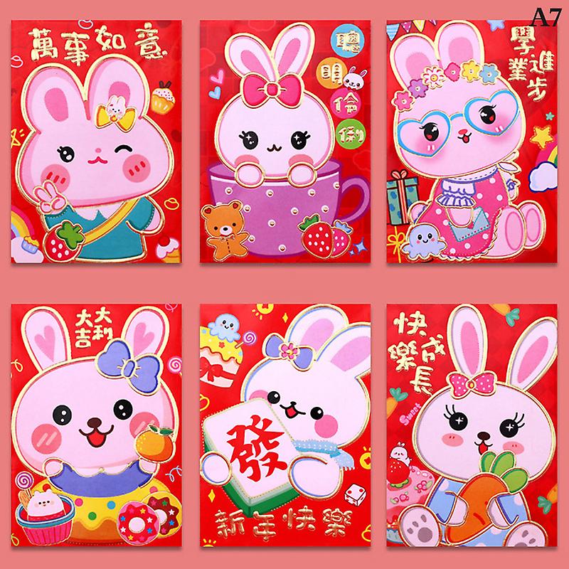 6pcs 2023 Year Of The Rabbit Spring Festival New Year Red Packet Red Envelopes