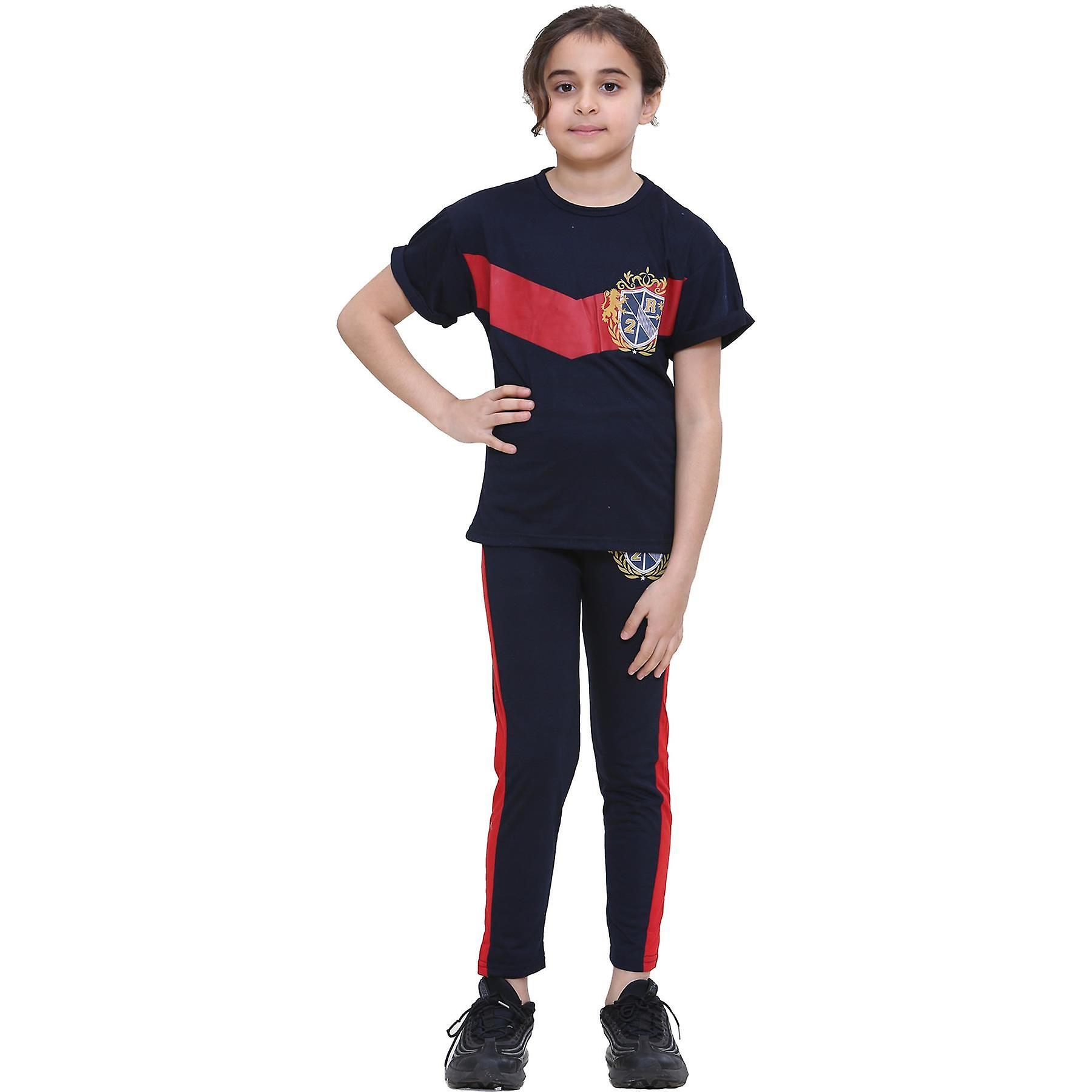 Girls Lion Varsity Logo Print T Shirt Top & Legging Set