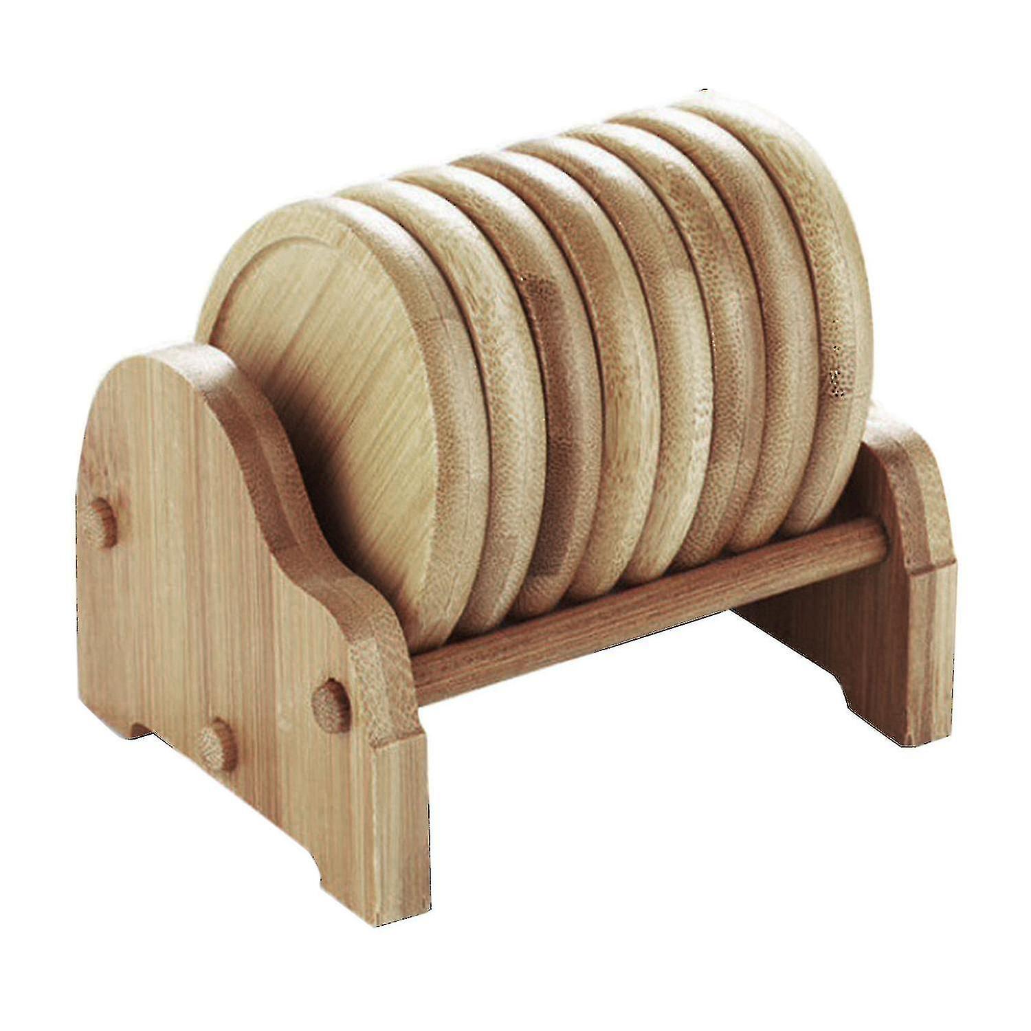 8pcs Heat Insulation Table With Holder Home Decor Plate Waterproof Office Bamboo Coaster Set