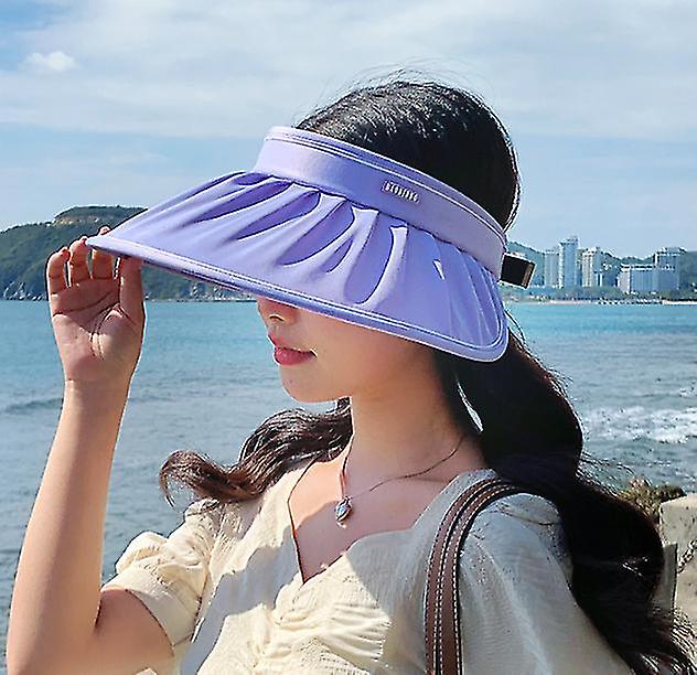 Summer Upf50+ Sunscreen Shell Hat Women's Outdoor Sun Shade Hat Large Brim Uv Protection Empty Top Hat