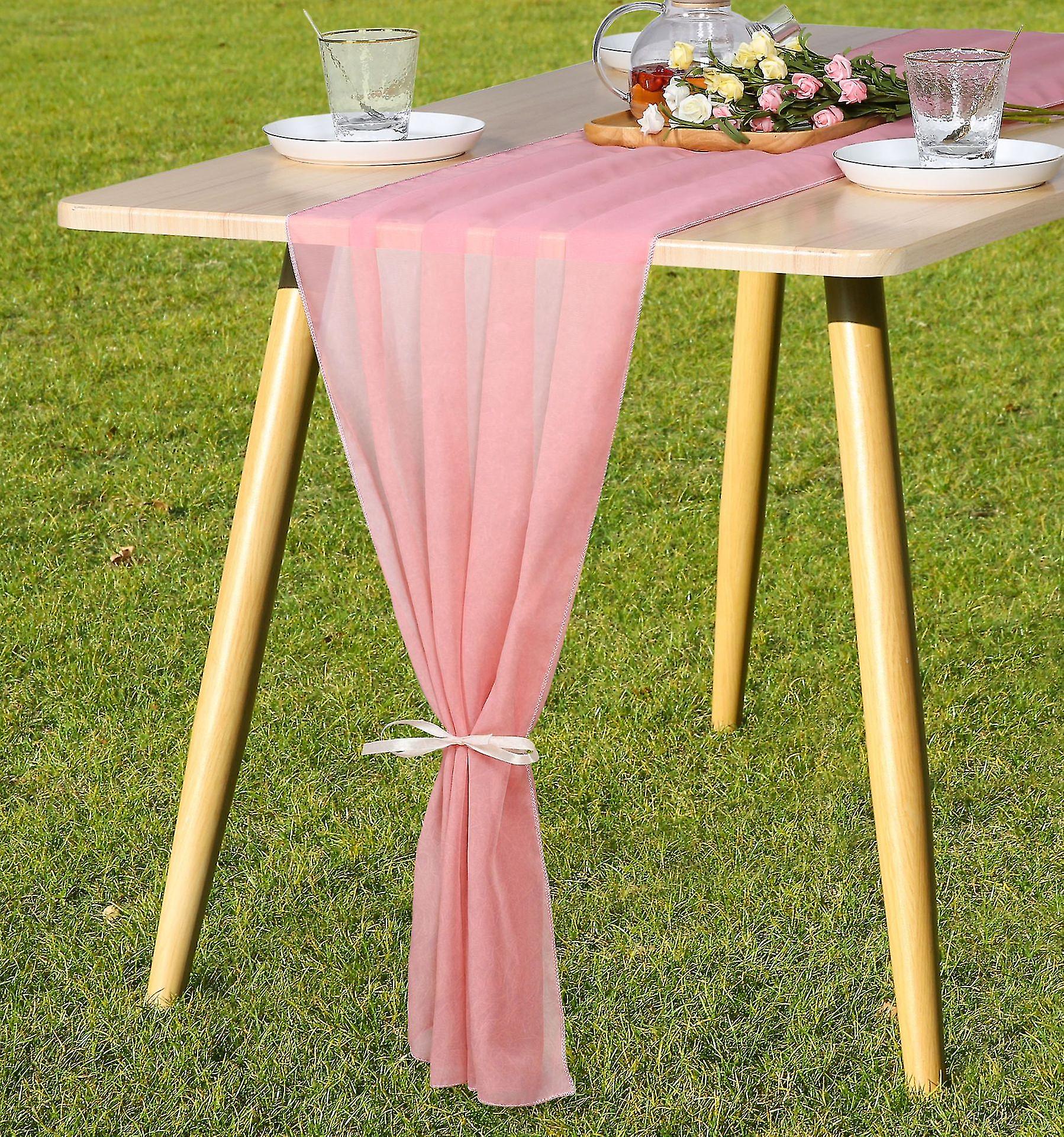 French Chiffon Table Runner Simple Solid Color Table Runner Hotel Wedding Arrangement Decoration Flashing Sequins