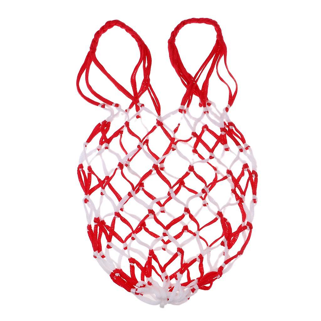 Mesh Ball Bag Basketball Ball Carry Mesh Storage Net Bag Holder White Red