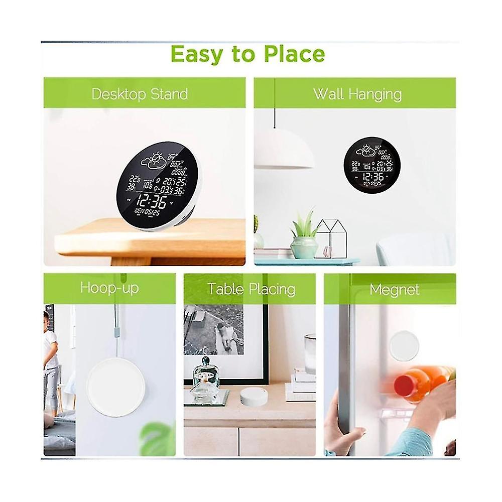 Tuya Wifi Smart Weather Station With Clock Temperature & Humidity Meter Color Screen Weather Clock